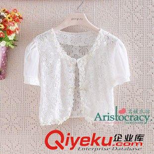 6月18號新款 夏季韓版小披肩坎肩防曬衣短袖薄外套鏤空蕾絲修身大碼雪紡開衫女原始圖片2