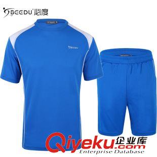 6月上新 两件套2015休闲短袖运动套装 品牌男装速干t恤厂家运动服批发定制