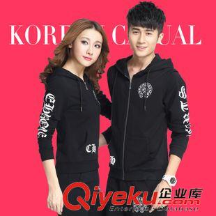 春秋情侶套裝 女裝 春秋季韓版男女休閑裝字母連帽衛(wèi)衣情侶運(yùn)動(dòng)套裝6268 班服批發(fā)