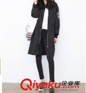 棒球服 A 2015秋中長款原宿棒球服bf風衣外套寬松情侶外套中長款女潮