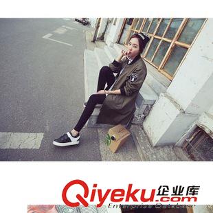 棒球服 A 2015秋中長款原宿棒球服bf風衣外套寬松情侶外套中長款女潮