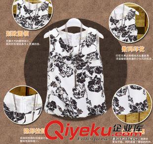 褲套裝 2015春夏韓版女裝大碼碎花無袖雪紡衫女顯瘦無袖短褲套裝女裝原始圖片3