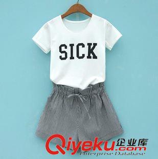 褲套裝 2015夏季新款情侶裝小清新棉男女短袖短褲字母印花情侶套裝潮