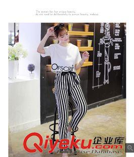 兩件套/三件套 2015夏女菁菁同款時尚兩件套印花短袖T恤上衣+哈倫褲原始圖片3