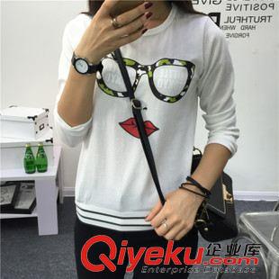 9月新款一期 2015秋裝韓版時尚新款印花拼接圓領(lǐng)打底衫上衣長袖T恤女一件代發(fā)