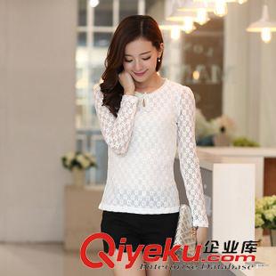 9月新款一期 2015秋季新款韓版女裝修身顯瘦時尚百搭圓領蕾絲打底衫襯衫上衣原始圖片2