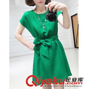 2015年夏裝新款 2015夏裝新款歐美風(fēng)大碼女裝胖MM短袖連衣裙 純色顯瘦棉麻連衣裙原始圖片3