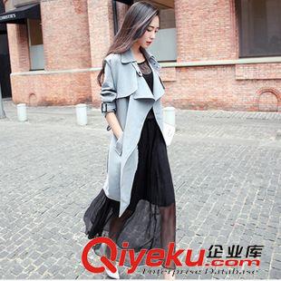 秋冬 羽絨服/風(fēng)衣/馬甲 2015秋冬裝新款風(fēng)衣歐美風(fēng)朋克學(xué)院時尚潮流中長款蝴蝶結(jié)外套女原始圖片2