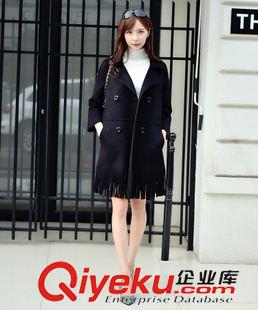 9月新品{dy}波 2015秋冬歐美gd女裝dp鹿皮絨風衣中長款大衣時尚流蘇外套原始圖片3