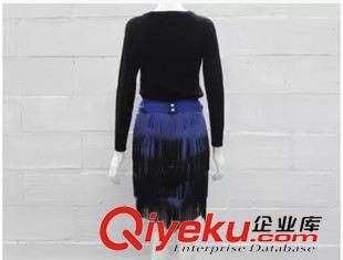 9月新品{dy}波 2015楊冪同款黑色愛心長袖毛衣+藍色漸變流蘇包臀半身裙套裝原始圖片3