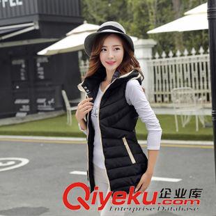 羽絨服 2015新款韓版連帽馬甲中長款輕薄羽絨服馬甲女棉衣。原始圖片2