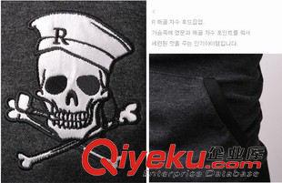 衛(wèi)衣絨衫 2015秋冬韓版男裝骷髏頭刺繡絨衫連帽開衫英倫風(fēng)收襟衛(wèi)衣EZ-638原始圖片3