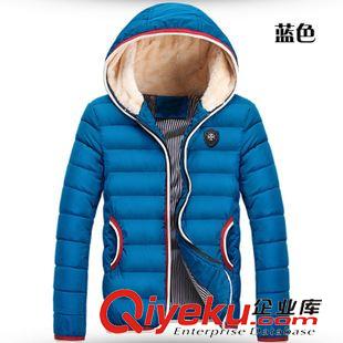 羽絨棉服 廠家直銷2015年冬裝都市青年時(shí)髦羊糕毛裝飾修身男羽絨連帽棉服原始圖片2