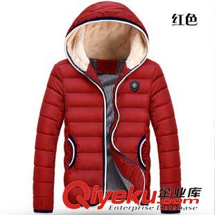 羽絨棉服 廠家直銷2015年冬裝都市青年時(shí)髦羊糕毛裝飾修身男羽絨連帽棉服原始圖片3