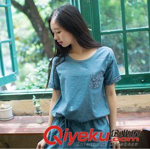 6月20日實拍新款 2015新款夏季森女系夏短袖夏大碼女牛仔碎花時尚連衣裙原始圖片2