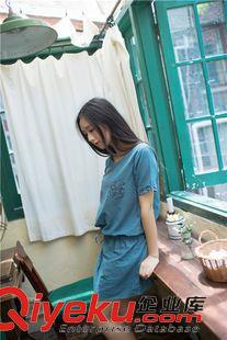 6月20日實拍新款 2015新款夏季森女系夏短袖夏大碼女牛仔碎花時尚連衣裙原始圖片3