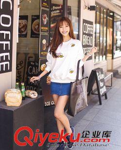 衛(wèi)衣/絨衫 2015秋時(shí)尚學(xué)院風(fēng)刺繡蜜蜂寬松長(zhǎng)袖套頭女衛(wèi)衣原始圖片3