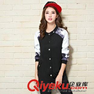 外套 2015新品韓版秋裝休閑太空棉棒球服印花中長款薄外套 女原始圖片2
