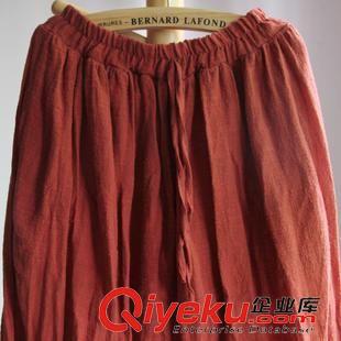 半身裙/短裙 2015夏季新款小清新文藝系百褶裙松緊腰棉麻半身女長(zhǎng)裙原始圖片2