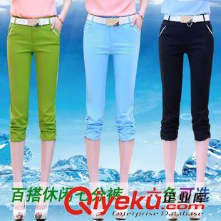 五分褲/七分褲/九分褲 2015新款夏季修身顯瘦小腳褲大碼女褲子七分褲女原始圖片3
