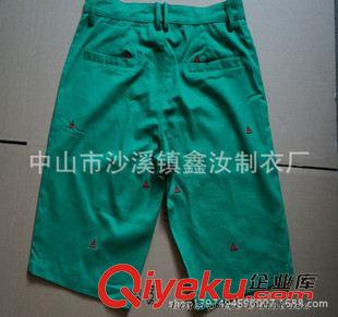 沙灘褲 廠家訂做外貿時尚滌棉男士休閑短袖 個性繡花7分褲定制短裝工作褲原始圖片2