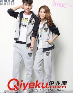 2015新款運動套裝 秋季新款韓版情侶裝男女運動休閑套裝長袖衛(wèi)衣班服原始圖片3