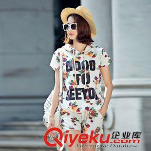 2015新款女式休閑套裝 歐美時(shí)尚印花英文套裝2015夏裝新款運(yùn)動(dòng)休閑寬松短套褲女原始圖片2