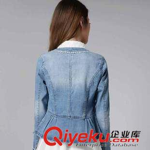 2015新款牛仔外套 2015春裝韓版百搭彈力修身牛仔小外套女短款蕾絲花邊牛仔衣女原始圖片3
