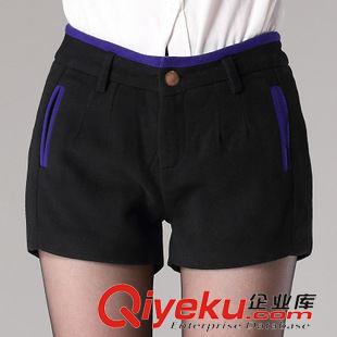 短褲 秋冬新款韓版 特色拼接毛呢短褲  修身百搭熱褲靴褲女原始圖片3