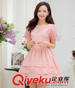 夏季連衣裙 9312#實拍2015新款韓版圓領短袖連衣裙精致蝴蝶袖大碼孕婦連衣裙原始圖片2
