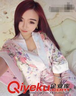 家居服飾 日系 碎花復(fù)古印花真絲絲綢吊帶裙+誘惑開衫睡袍家居服 8518#原始圖片3