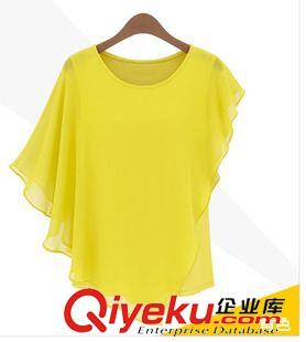 雪紡衫 6811#歐洲站2014夏新款女裝大碼短袖女雪紡衫上衣女夏裝蝙蝠衫原始圖片3