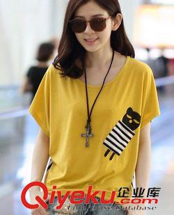 T恤 835#韓版2014夏裝新款女裝拼接圓領(lǐng)寬松T恤大碼短袖上衣原始圖片3