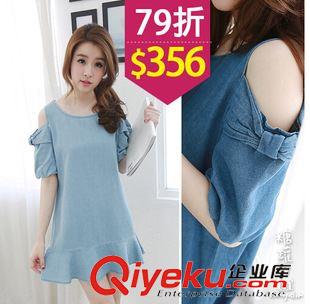4月下旬新款 2015夏季新款露肩荷葉袖韓版圓領(lǐng)大碼女裝連衣裙原始圖片3