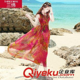 【連衣裙】 2015夏新款女歐美dp印花gd波西米亞真絲連衣裙桑蠶絲長(zhǎng)