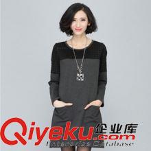 秋季連衣裙 2015秋裝新款胖mm大碼女裝韓版燒花圓領長袖直筒連衣裙顯瘦