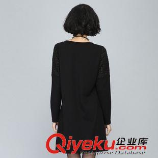秋季連衣裙 2015秋裝新款胖mm大碼女裝韓版燒花圓領長袖直筒連衣裙顯瘦