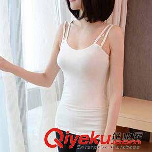小背心.內(nèi)衣 2015夏季新品女裝性感簡約吊帶背心 修身顯鎖骨打底純棉小背心原始圖片3