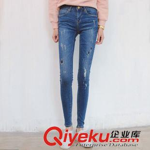 長褲 韓版原單定制顯瘦補丁磨破牛仔鉛筆褲小腳褲女 秋季新款一件代發原始圖片2