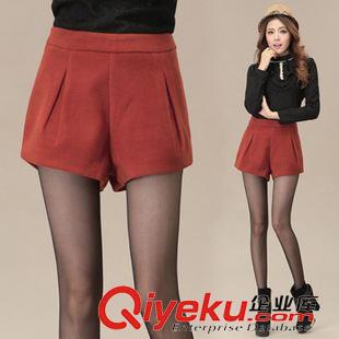 5區 2015秋冬新款韓版百搭顯瘦大口袋毛呢短褲加厚女靴褲