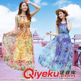 2區 碎花連衣裙2015時尚夏季新款女裝性感波西米亞露背顯瘦連衣裙長裙