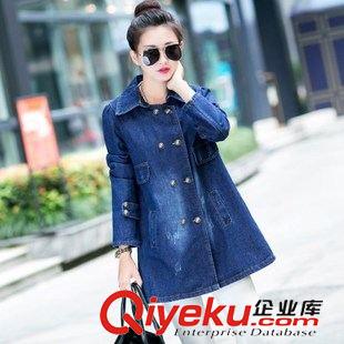 4區 2015秋冬新款女長袖休閑中長款韓版修身牛仔外套女