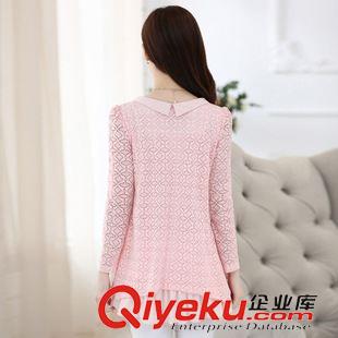 20區(qū) 2015秋裝新款大碼女裝中長款長袖打底蕾絲衫上衣原始圖片3