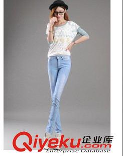 牛仔褲 S新款牛仔褲女長褲子潮韓版女式修身顯瘦小腳鉛筆褲翻邊女裝代發(fā)原始圖片3