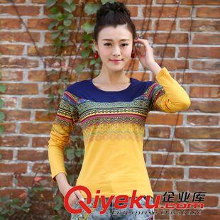 5月襯衣雪紡 實拍)2015春裝新款印花拼接上衣打底衫女大碼長袖t恤棉女裝