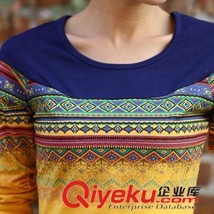 5月襯衣雪紡 實拍)2015春裝新款印花拼接上衣打底衫女大碼長袖t恤棉女裝