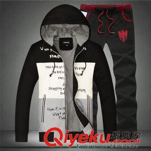 運動中長褲 新款韓版開衫修身型男裝外套衛(wèi)衣服長袖套裝衛(wèi)衣男