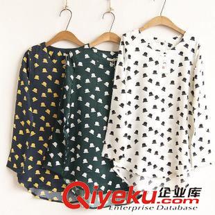 背心/小吊帶/打底衫 2015春款女裝日系絲質緞面個性印花圖案清新T恤上衣誠邀加盟代理原始圖片2