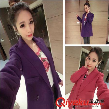 外套/防曬衫 一件代發(fā)女裝代理網(wǎng)店加盟 韓版時(shí)尚OL白領(lǐng)西裝毛呢長袖外套原始圖片2