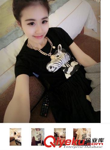 短袖T桖/背心 淘寶開(kāi)店 女T恤韓版?zhèn)€性斑馬先生寬松大碼打底衫一件代發(fā)代理加盟原始圖片2
